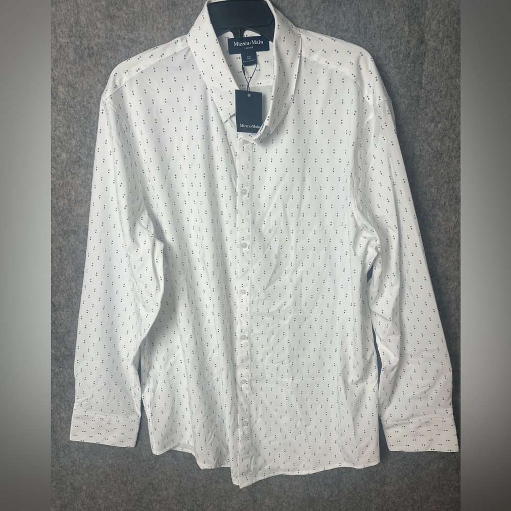 Mizzen+Main Leeward NWT Men Size XXL‎ White and Blue Patterned button down Shirt